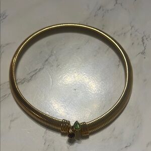 Amythest and peridot Elegant omega High 14kt yellowNecklace with Timeless Design